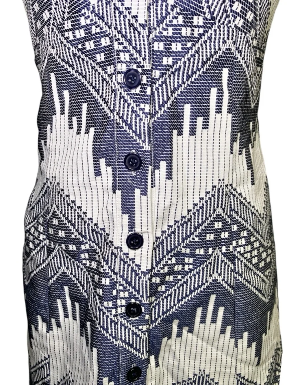Hutch Navy Blue & White
Geometric Button-Front Mini Dress - Picture 4 of 16